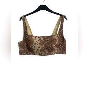 Women’s NWT FOREVER 21 faux leather Snakeskin cropped top Size Large